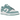 Nike Dunk Low Denim Turquoise sneakers i en vinklet visning med hvid overdel, tyrkisblå denimdetaljer, hvid mellemsål og klassisk gummisål