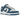 Nike Dunk Low Industrial Blue sneakers sideprofil med hvide læderpaneler, blå tekstureret ruskind, klassisk swoosh og hvid gummisål