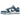 Nike Dunk Low Industrial Blue sneakers i profilvisning med hvide læderpaneler, blå detaljer, blåt swoosh-logo og hvide snørebånd.
