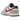Nike Dunk Low Light Iron Ore Red Blue sneakers i en vinklet visning med grå overdel, blå swoosh, røde detaljer og hvid mellemsål