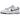 Nike Dunk Low 3D Swoosh sneakers i sideprofil med hvid læderoverdel, gråt mudguard og et unikt lagdelt flerfarvet swoosh logo på siden.