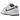 Nike Dunk Low 3D Swoosh sneakers i en vinklet visning med hvid base, grå detaljer og det karakteristiske flerfarvede 3D-swoosh logo.