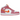 Air Jordan 1 Mid Pinksicle Safety Orange sneakers i sideprofil med lyserøde og orange læderpaneler, hvide snørebånd og gummisål