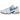 Nike Air Max Plus Spray Paint Swoosh White Blue sneakers i profilvisning med gradientfarvet swoosh-detalje, hvid overdel og gennemsigtig sål.
