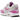 Nike Air Max 1 Fuchsia Dream sneakers set fra siden med hvid mesh, grå overlays og markante lilla detaljer samt synlig Air-enhed i sålen