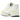 Nike Air Max 1 White Alabaster sneakers i en vinklet profilvisning med hvid overdel, guldfarvet swoosh-logo og en synlig Air-enhed i sålen.