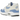 Nike Air Max 1 Royal Pulse sneakers i en vinklet profilvisning med lyseblå ruskindsoverlays, hvid mesh-overdel og synlig Air-dæmpning i sålen