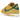 Nike Cortez Textile Yellow Ochre Gorge Green sneakers i sideprofil med gult tekstil, grøn swoosh og klassisk hvid mellemsål med stribe.