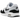 Nike Air Max 1 White Black GS sneakers set fra siden med hvid mesh overdel, sort mudguard, klassisk Nike swoosh og synlig Air unit i mellemsålen.