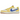 Air Jordan 1 Retro Low OG SP Travis Scott Canary (Women's) sneakers i en vinklet visning med gul læderoverdel, blå swoosh og hvid mellemsål