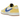 Air Jordan 1 Retro Low OG SP Travis Scott Canary sneakers set fra siden med gul læderoverdel, blåt Swoosh og en cremefarvet mellemsål.