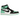 Air Jordan 1 Retro High OG Green Glow sneakers i profil med grønne detaljer, hvide paneler og klassisk sort Swoosh-logo på siden