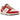 Nike Dunk Low PRM Bacon sneakers i sideprofil, med en kombination af rødt læder, lyserøde ruskindsoverlays og en beige mellemsål med Swoosh.