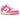 Nike Dunk Low Laser Fuchsia sneakers set fra siden med hvid læderbase, lyserøde detaljer på swoosh og sål samt klassisk snørelukning.