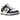 Nike Dunk Low Midnight Navy Wheat sneakers i profil viser en kombination af marineblå læderpaneler og hvedebrune ruskindsoverlejringer med hvid mellemsål