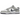 Nike Dunk Low Stencil Swoosh sneakers set fra siden med hvid læderbase, grå detaljer og et unikt sort stencil swoosh-logo på siden