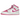 Air Jordan 1 Mid Fire Pink sneakers i profil, med kombination af hvid læderoverdel, pinke detaljer og det klassiske røde vingelogo på siden