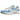 Nike Air Max 1 White University Blue sneakers i sideprofil med hvid mesh-overdel, lyseblå læderdetaljer og en klassisk synlig Air-stødabsorbering