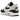 Nike Air Max 1 White Black sneakers i en vinklet visning med hvid overdel, sort mudguard, synlig Air-enhed og klassisk gummisål.