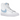 Nike Blazer Mid 77 Blue Gingham sneakers i sideprofil med hvid læderoverdel, blåt ternet mønster og tydeligt hvidt swoosh-logo på siden.