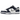 Nike Dunk Low Summit White Midnight Navy sneakers i profil med hvid læderoverdel, navy blå overlays og matchende ydersål.
