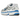 Nike P-6000 Metallic Platinum Photo Blue sneakers i sideprofil med sølvfarvede overlejringer, blå Swoosh-detaljer og hvid mellemsål.