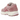Nike Zoom Vomero 5 Elemental Pink sneakers i en vinklet visning med lyserødt mesh, læderdetaljer og en detaljeret gummisål.