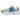Nike Zoom Vomero 5 Photo Blue sneakers i en vinklet visning med hvid mesh-overdel, blå accenter, sølvdetaljer og en responsiv gummisål.