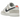 Nike Dunk Low White Grey Navy Aqua Mini Swoosh sneakers set fra siden med hvid læderoverdel, grå nuancer, navy detaljer og et lille blåt swoosh
