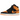 Air Jordan 1 Mid Fat Tongue Black Orange sneakers set fra siden med polstret tunge, sorte læderdetaljer og orange swoosh samt ydersål