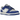 Nike Dunk Low Racer Blue Photon Dust sneakers i sideprofil, der fremviser en grå læderbase med markante blå overlays og hvid mellemsål