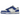 Nike Dunk Low Racer Blue Photon Dust sneakers i sideprofil med grå læderoverdel, blå swoosh og hvide snørebånd på en klassisk gummisål