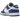 Nike Dunk Low Racer Blue Photon Dust sneakers i sideprofil, med hvid læderbase, blå overlays, hvid mellemsål og klassisk gummisål