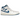 Air Jordan 1 Mid SE Industrial Blue sneakers vist fra siden med hvidt læder, blå detaljer på hælen og en klassisk blå Nike Swoosh.