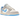 Nike Dunk Low Athletic Department University Blue sneakers i sideprofil med blåt læderoverlag, hvide detaljer og en gulnet gummisål
