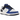 Nike Dunk Low Game Royal Navy sneakers i sideprofil med blå læderoverlays, hvid bund, klassisk swoosh og matchende blå snørebånd.