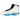 Air Jordan 9 Retro Powder Blue sneakers i profil med hvid læderoverdel, Powder Blue detaljer på mellemsålen og sort snøresystem