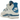 Air Jordan 4 Military Blue sneakers i sideprofil med hvid læderoverdel, grå forstærkninger ved tåen og ikoniske blå detaljer på mellemsålen