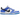 Nike Dunk Low Photo Blue sneakers set fra siden med hvid læderoverdel, klare blå detaljer, blåt Swoosh og en klassisk gummisål