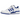 Adidas Forum Low White Royal Blue sneakers set fra siden med hvid læderoverdel, blå Adidas-striber og klassisk ankelrem for ekstra støtte