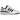 Adidas Forum Low White Black sneakers i en sideprofil med klassisk hvid læderoverdel, sorte detaljer og velcrolukning ved anklen.