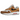 Nike Air Max 1 British Tan Light Bone sneakers i en vinklet visning med tekstureret brun overdel, lys mellemsål og synlig Air-enhed i hælen.