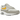 Nike Air Max 1 Summit White University Gold sneakers i sideprofil med hvid mesh-overdel, gyldne Swoosh-detaljer og synlig Air-stødabsorbering.