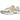 Nike Air Max 1 Summit White University Gold sneakers i profil med hvide nuancer, gyldne Swoosh-detaljer og klassisk Air Max-mellemsål.