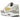 Nike Air Max 1 Summit White University Gold sneakers set fra siden med hvid mesh, læderdetaljer i guld og synlig Air-enhed i mellemsålen.