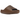 Yeezy Slide Flax sneakers i vinklet profil, vist i en monokromatisk lysebrun farve med det karakteristiske slidstærke skumdesign og rillet ydersål.