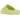 Adidas Yeezy Slide Glow Green sneakers i en angled view, der viser den helstøbte neon-grønne EVA-skumkonstruktion og den savtakkede ydersål.