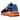 Adidas Yeezy Boost 700 Bright Blue sneakers i sideprofil, med en klar blå overdel i ruskind og mesh samt en kontrasterende sort og orange mellemsål