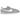 Nike Cortez Textile Flat Silver White sneakers i profil med sølvfarvet tekstiloverdel, hvid sål og et tydeligt sort Swoosh-logo på siden.
