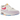 Nike Air Max 1 White Alchemy Pink sneakers i profil med hvid overdel, lyserød mudguard, klassisk swoosh og synlig Air-enhed i mellemsålen.